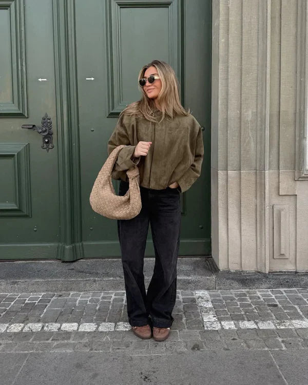 Olivia | Giacca bomber in suede (finta pelle scamosciata)