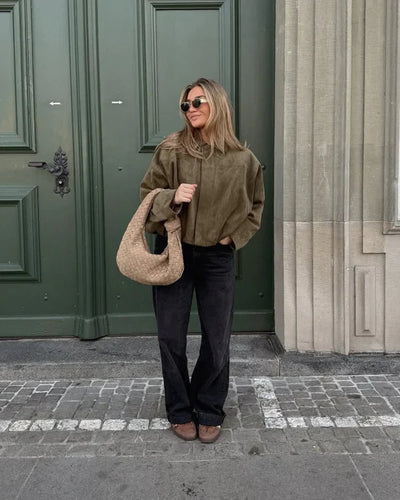 Olivia | Giacca bomber in suede (finta pelle scamosciata)