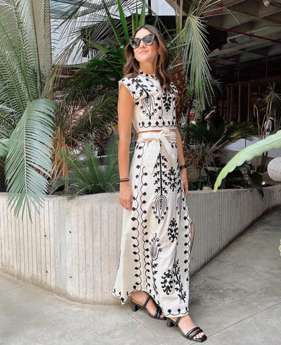 Camilla – Completo stampato con Top e Gonna