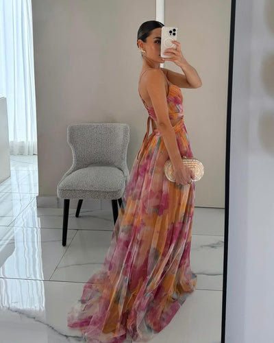 Livia | Abito Maxi con Stampa Floreale Elegante