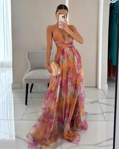 Livia | Abito Maxi con Stampa Floreale Elegante
