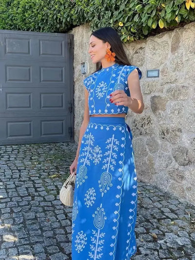 Camilla – Completo stampato con Top e Gonna
