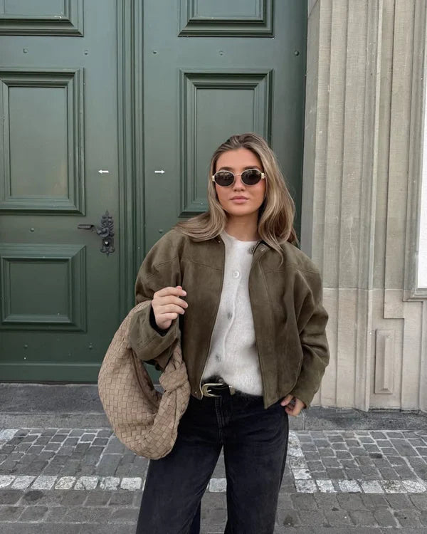 Olivia | Giacca bomber in suede (finta pelle scamosciata)