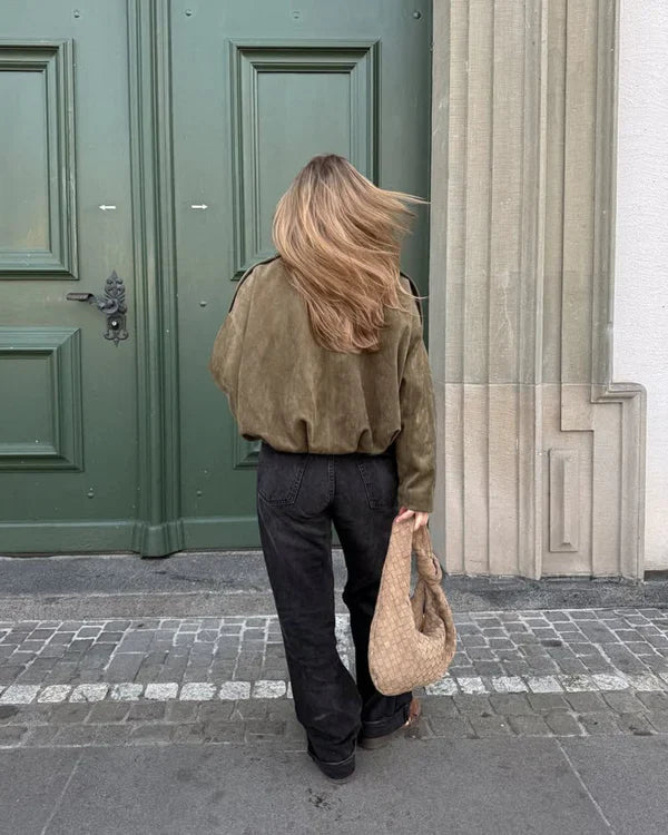 Olivia | Giacca bomber in suede (finta pelle scamosciata)