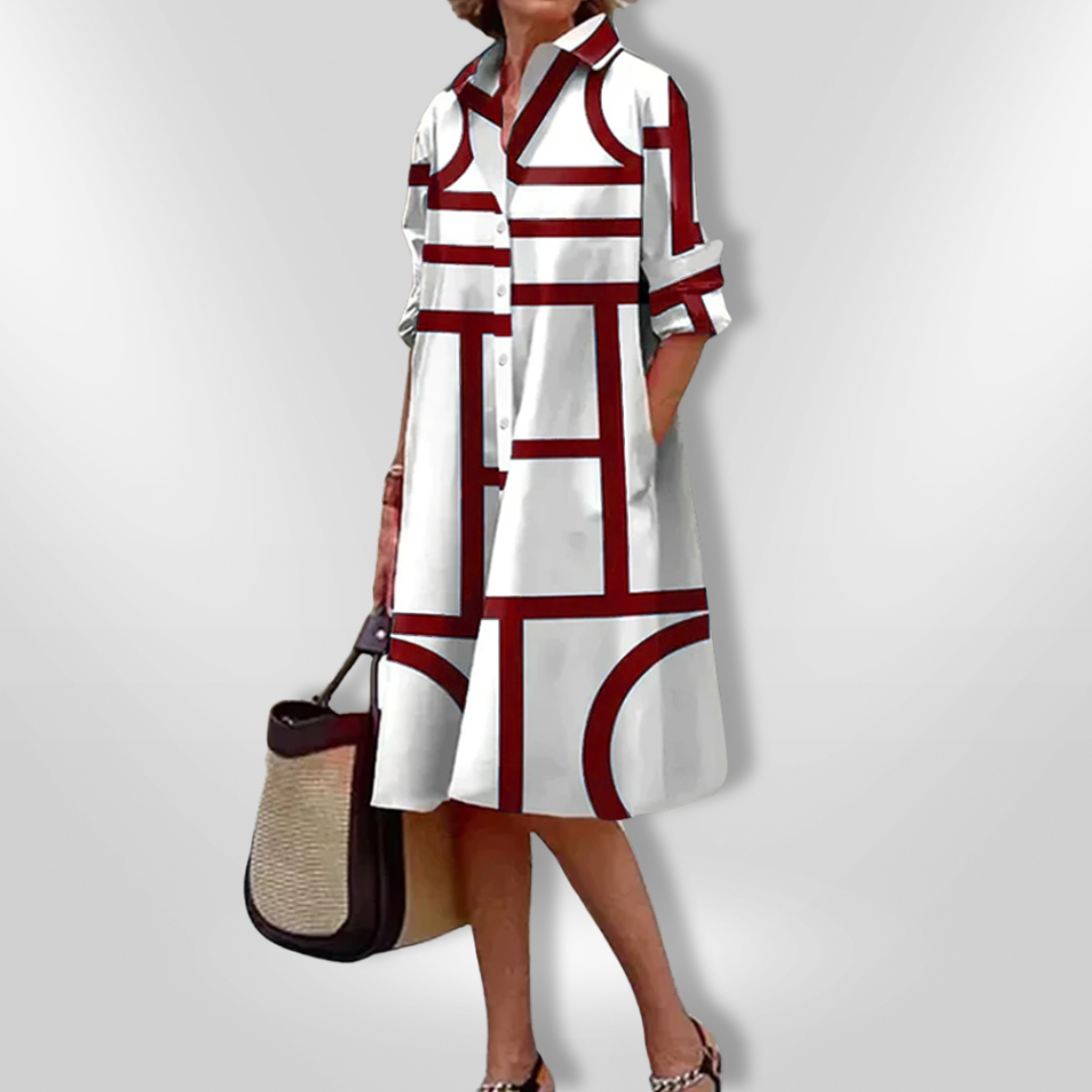Mila | Abito midi con motivo geometrico
