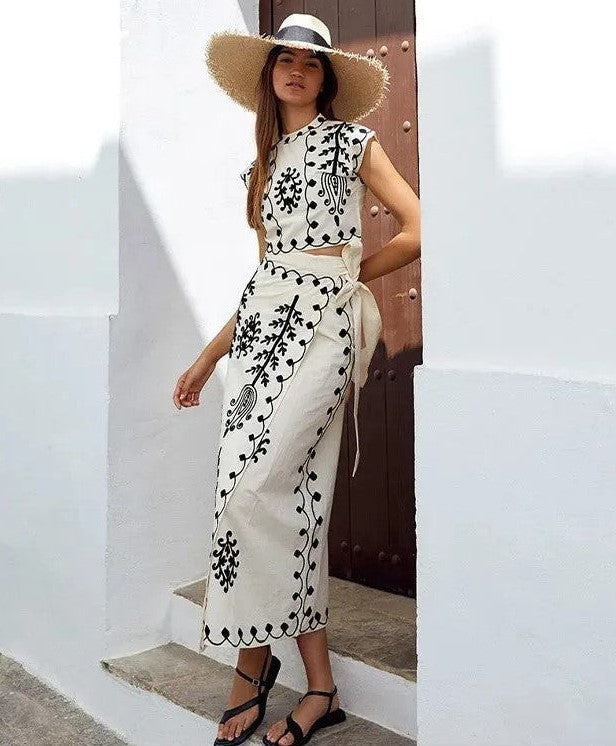 Camilla – Completo stampato con Top e Gonna