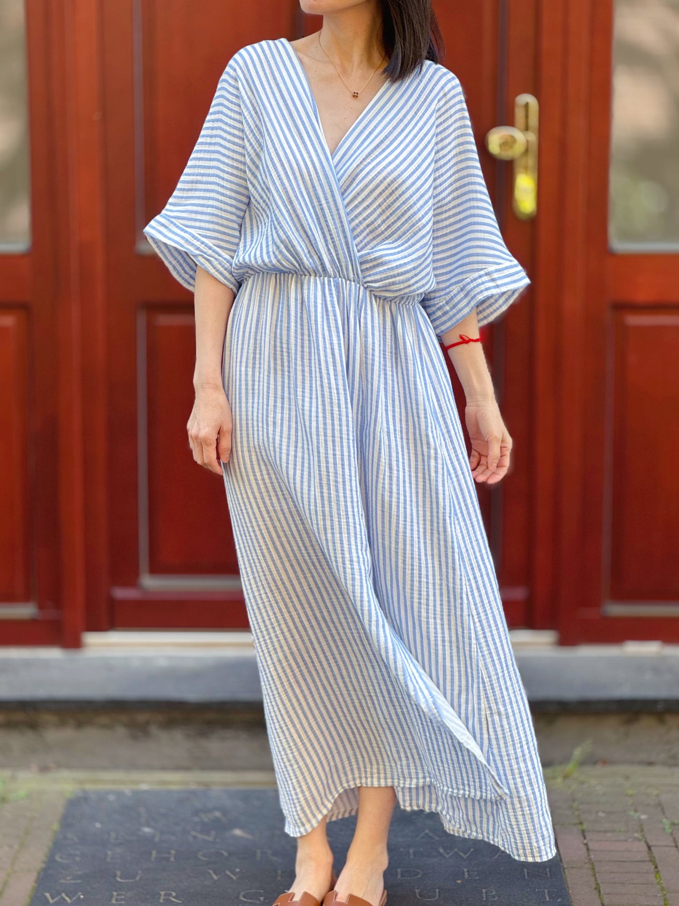 Sofia | Abito incrociato in chiffon, a righe, 3 colori