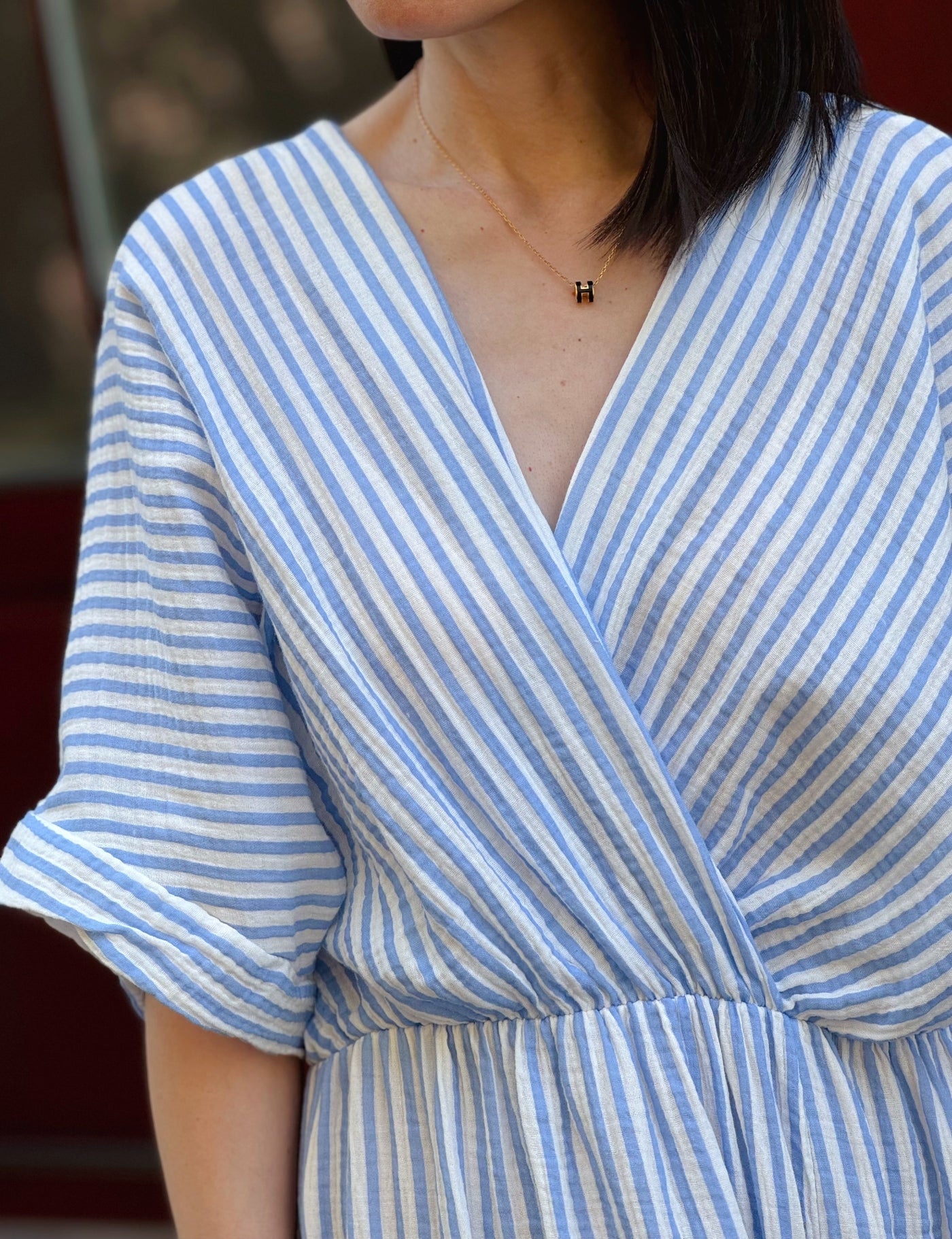 Sofia | Abito incrociato in chiffon, a righe, 3 colori