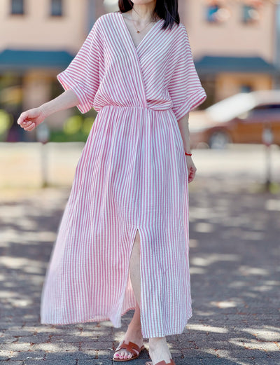 Sofia | Abito incrociato in chiffon, a righe, 3 colori