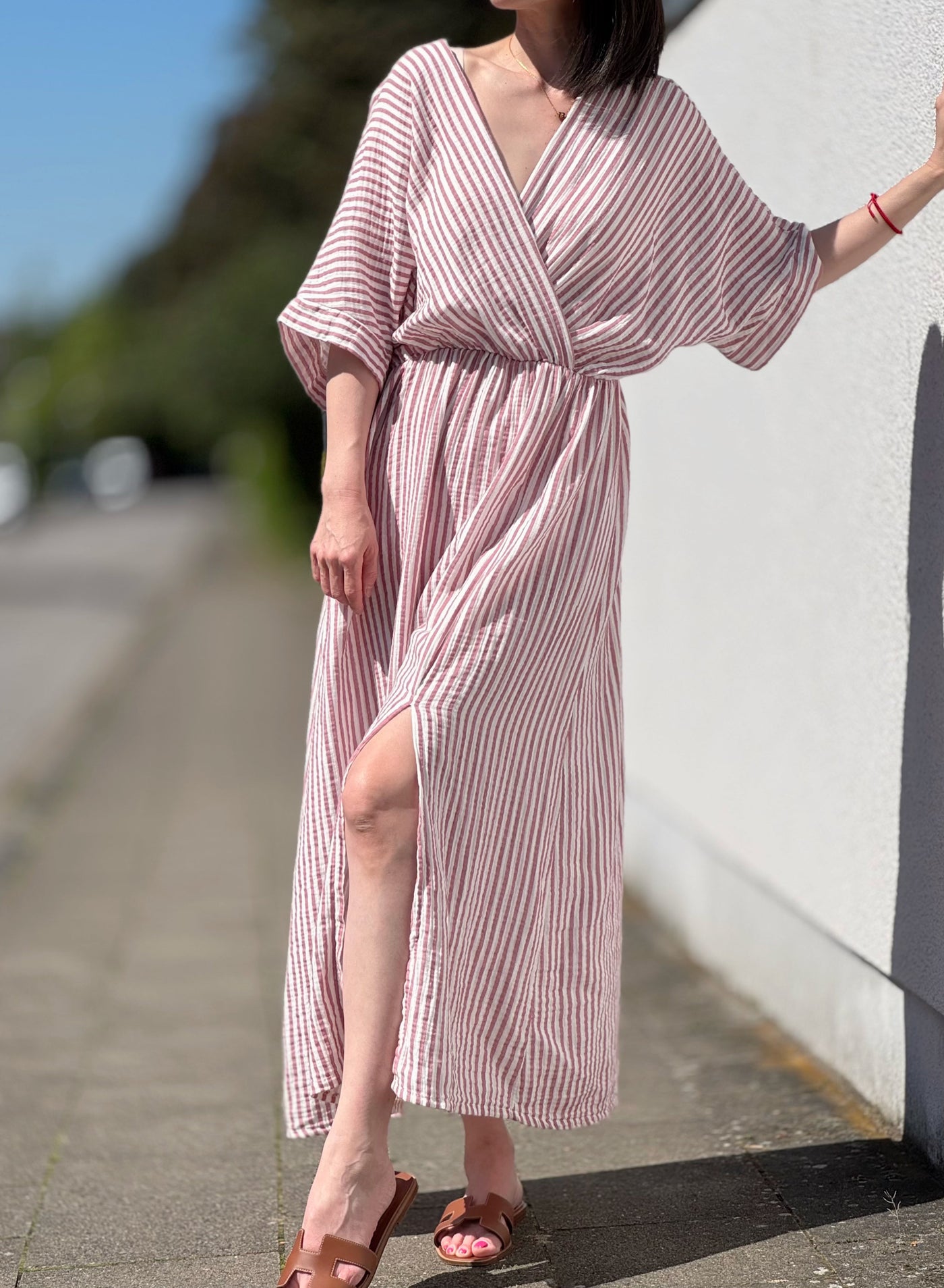Sofia | Abito incrociato in chiffon, a righe, 3 colori
