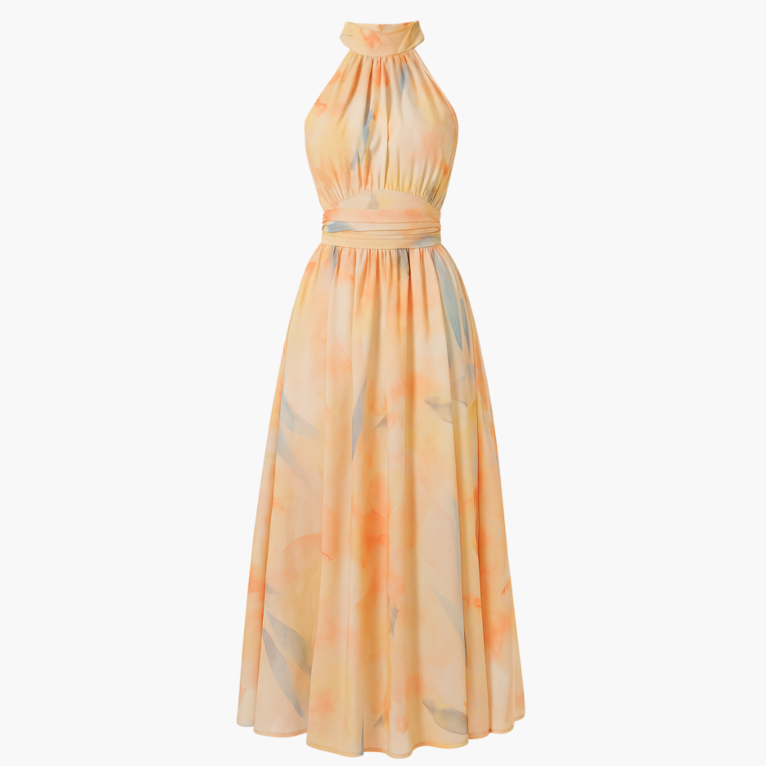 Naomi | Abito elegante con stampa acquerello e taglio aderente
