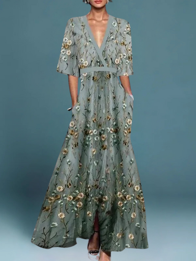 Océane | Abito Lungo Elegante a Fiori