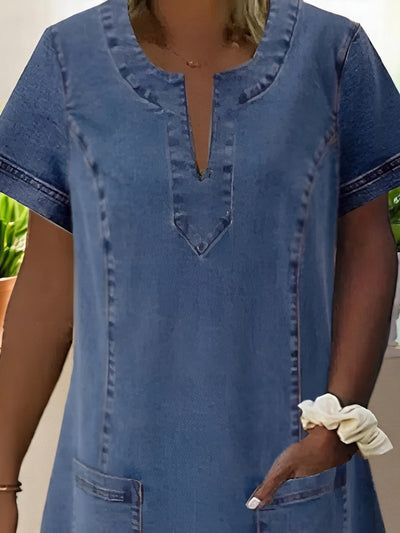 Julia | Abito in morbido denim con tasche frontali