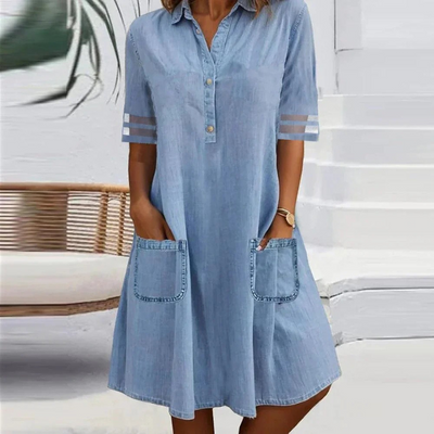 Clara | Mini abito in denim con tasche laterali