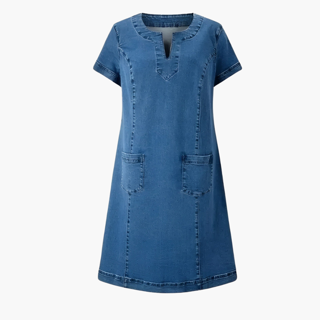 Julia | Abito in morbido denim con tasche frontali