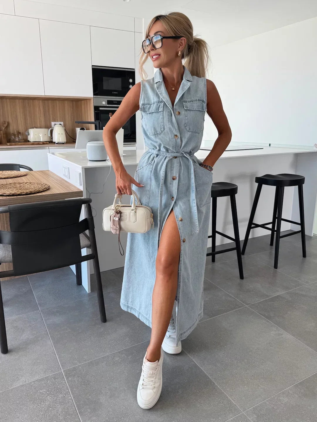 Isabelle | Abito Maxi in Denim