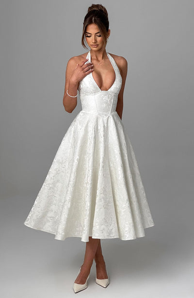 Isabella | Abito Midi con Schiena Scoperta (Stile Halter)