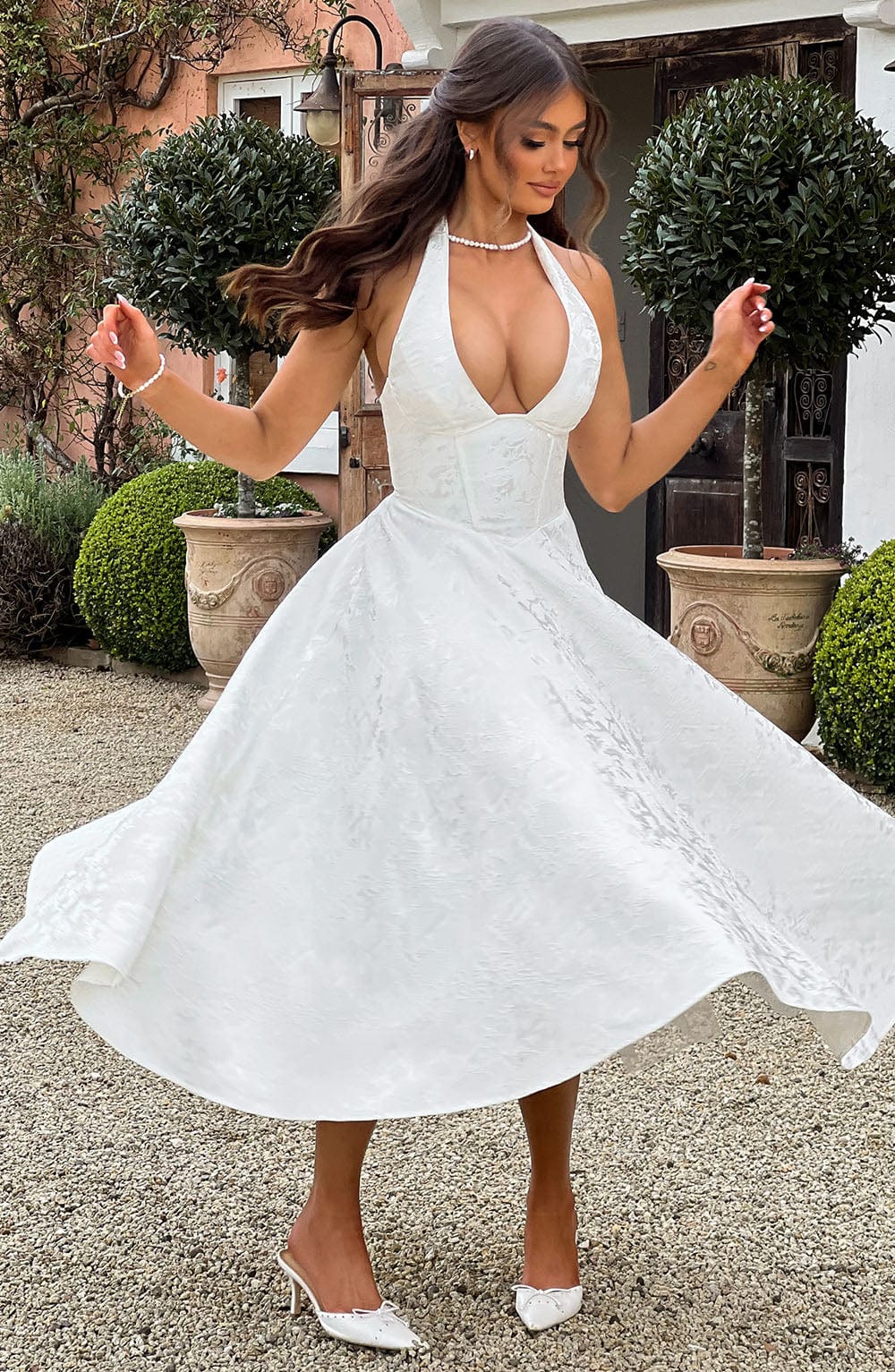 Isabella | Abito Midi con Schiena Scoperta (Stile Halter)
