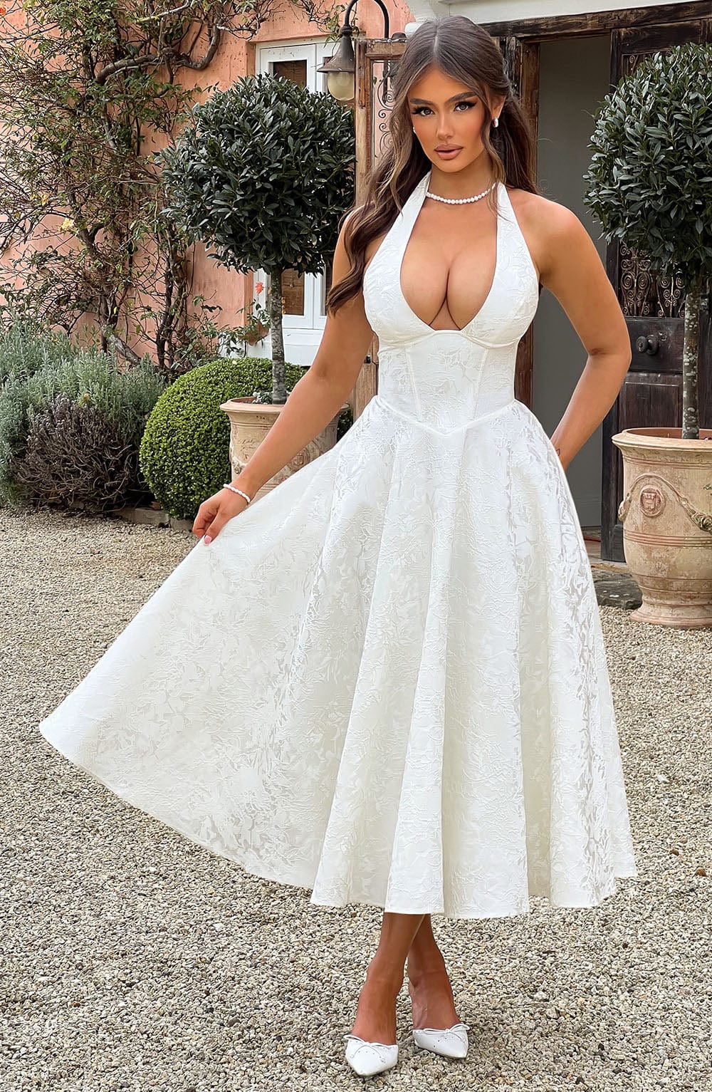 Isabella | Abito Midi con Schiena Scoperta (Stile Halter)