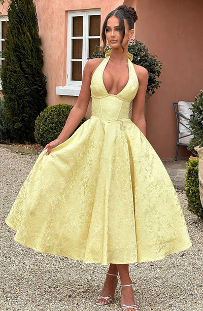 Isabella | Abito Midi con Schiena Scoperta (Stile Halter)